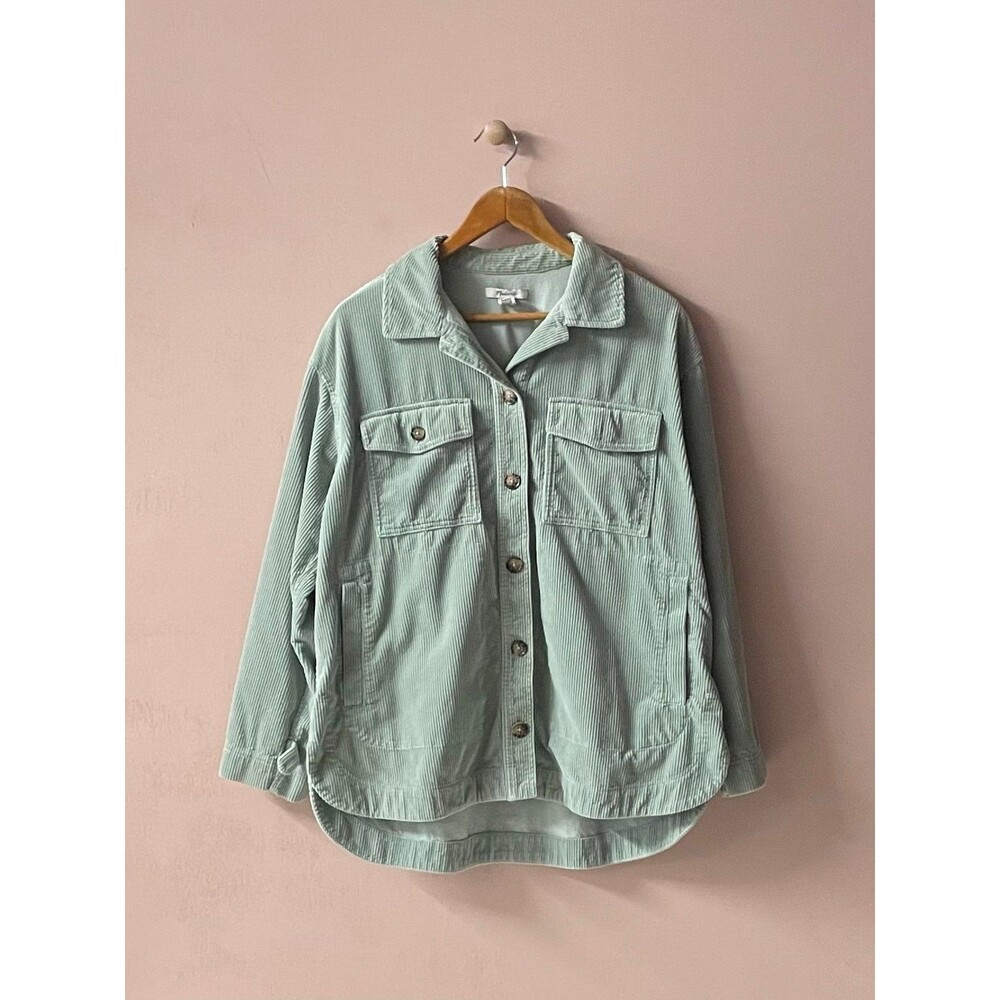 Madewell Mint Green Wide Wale Corduroy Shirt Jacket Size L